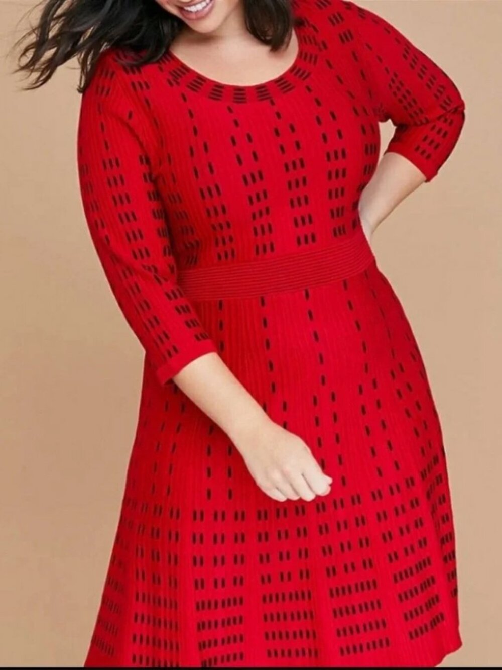 Lane Bryant Red & Black Sweater Dress Size 14/16